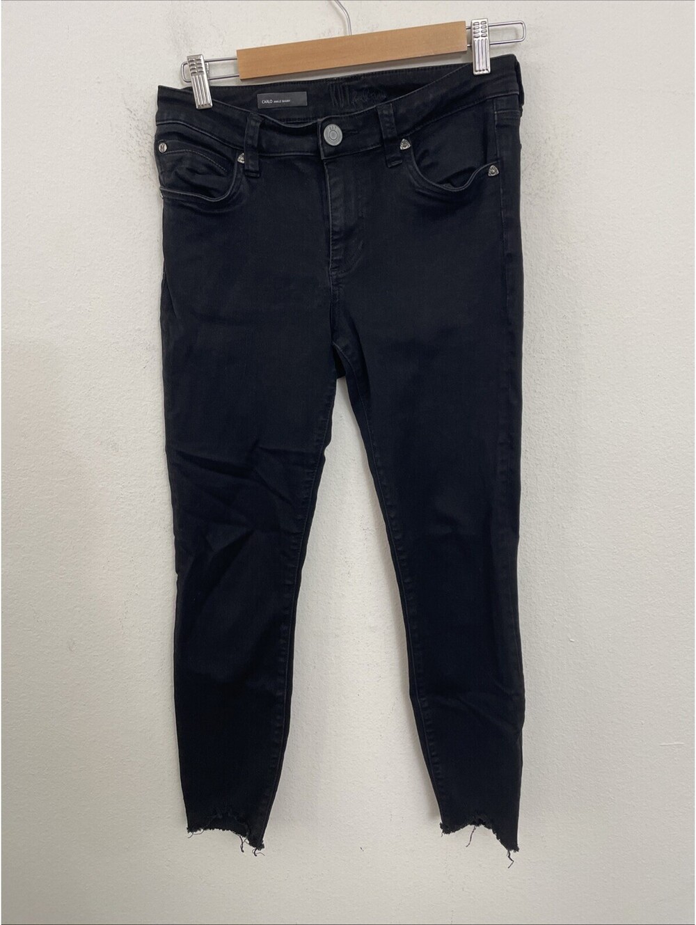 KUT From The Kloth Jeans Black Carlo Ankle Skinny Raw Hem size 4 - Picture 2 of 6